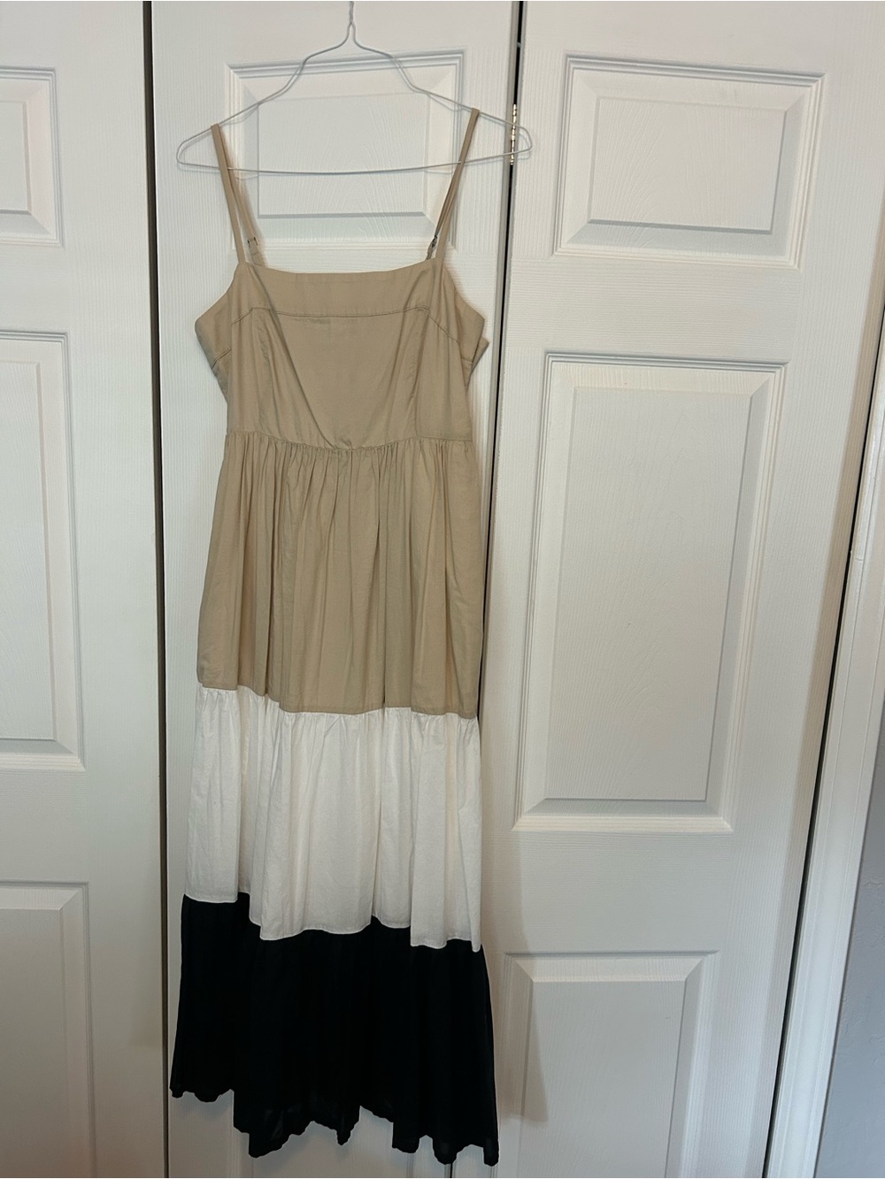 J. Crew Beige White & Black  Maxi Sundress 8